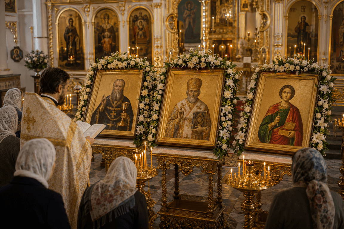 Молебен с акафистом трем святым